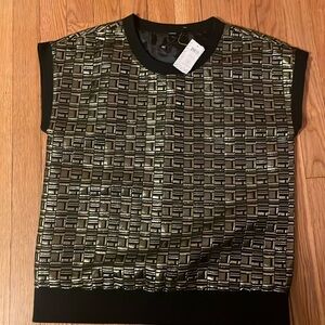 NWT Kate Spade Saturday Gold and Black Metallic Top Size M